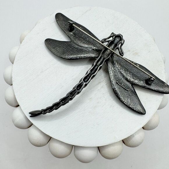 Erwin Pearl Colorful Dragonfly Brooch Enamel Gripoix Style Blue Green Insect Big - Picture 4 of 15